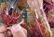 Perempuan Ini Percantik Kukunya Pakai Kulit Rambutan